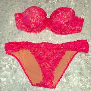 Victoria Secret Swim suit Pink Lace